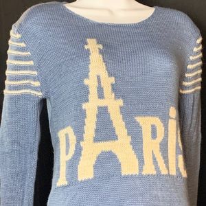 Blue Paris Sweater with Gold accents NWOT